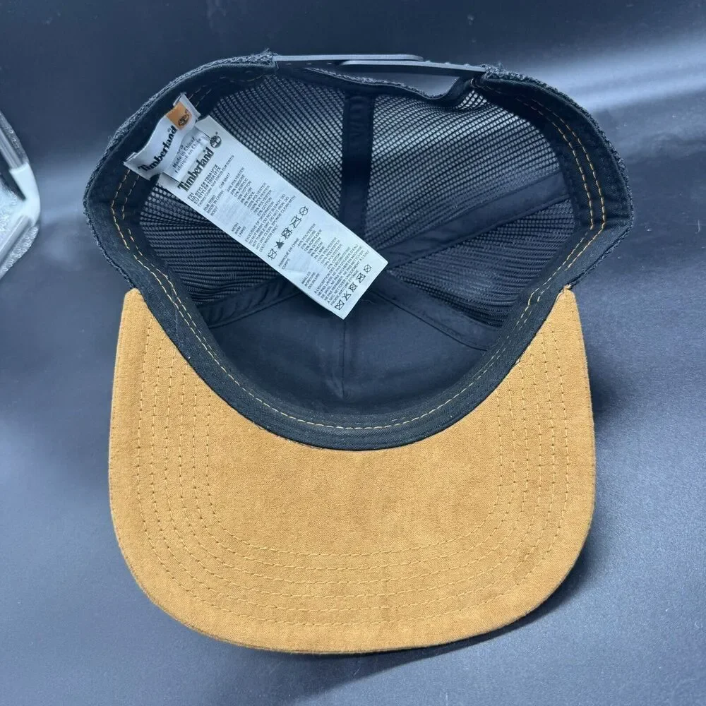 Timberland Faux Leather Red Flannel Baseball Cap Hat Adjustable One Size EUC